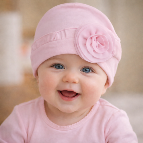 Σκουφάκι Βαμβακερό Pink cotton cap flower 85578